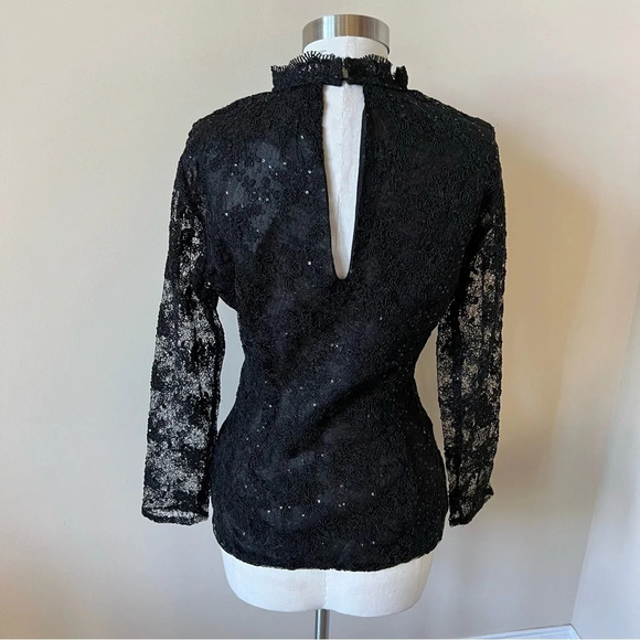 New! Zara Black Lace Sequin Top 17926 - Picture 6 of 13